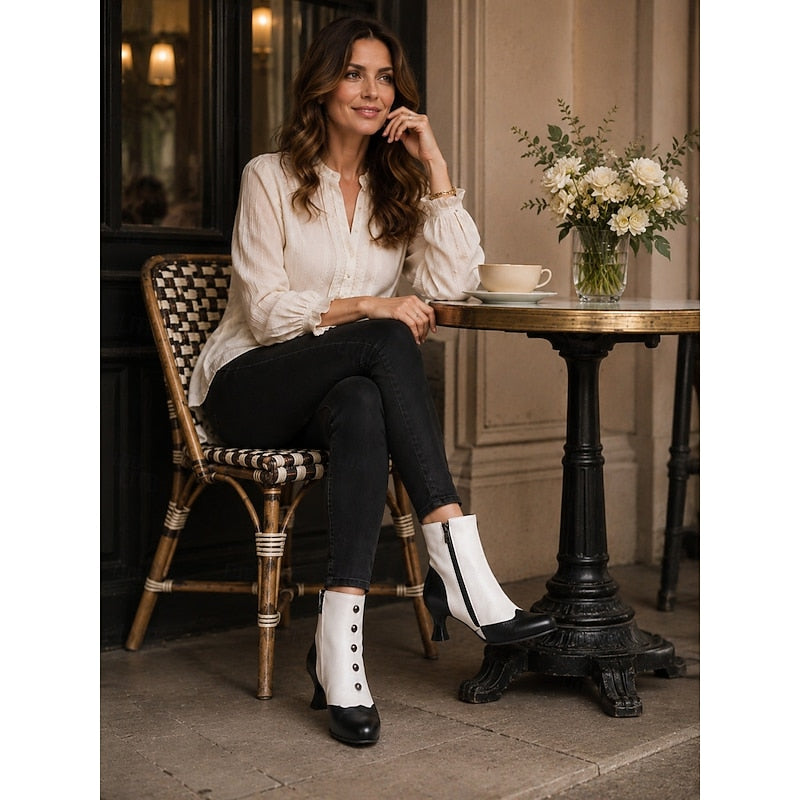 Helvano | Vintage Stiefeletten mit Knöpfen für Damen