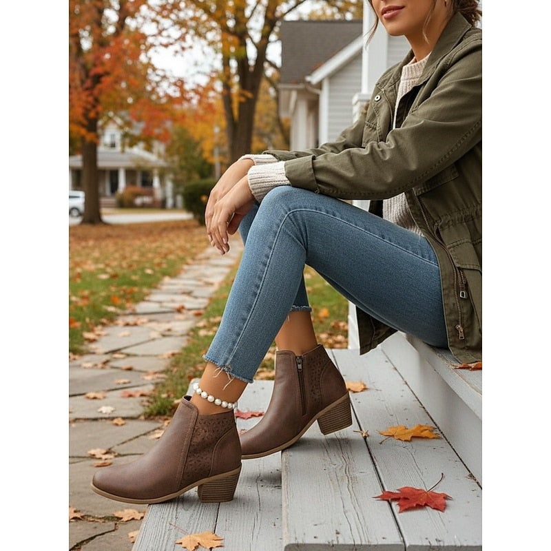 Helvano | Cut-out Stiefeletten mit niedrigem Absatz für Damen