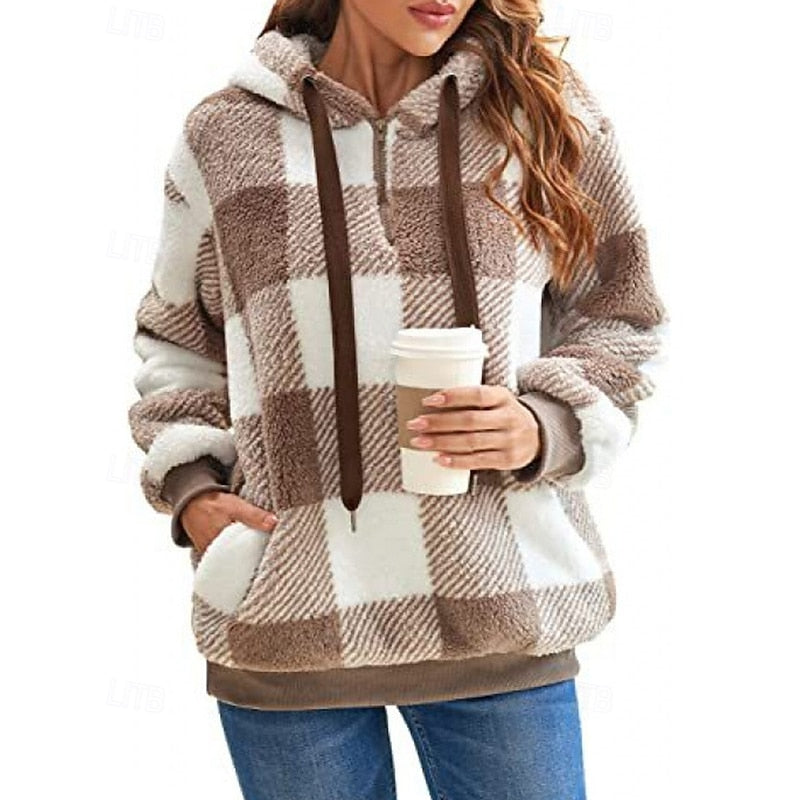 Helvano | Karierter Hoodie mit Half-Zip