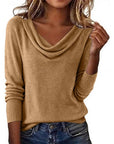 Helvano | Damen Strickpullover mit Wasserfallkragen