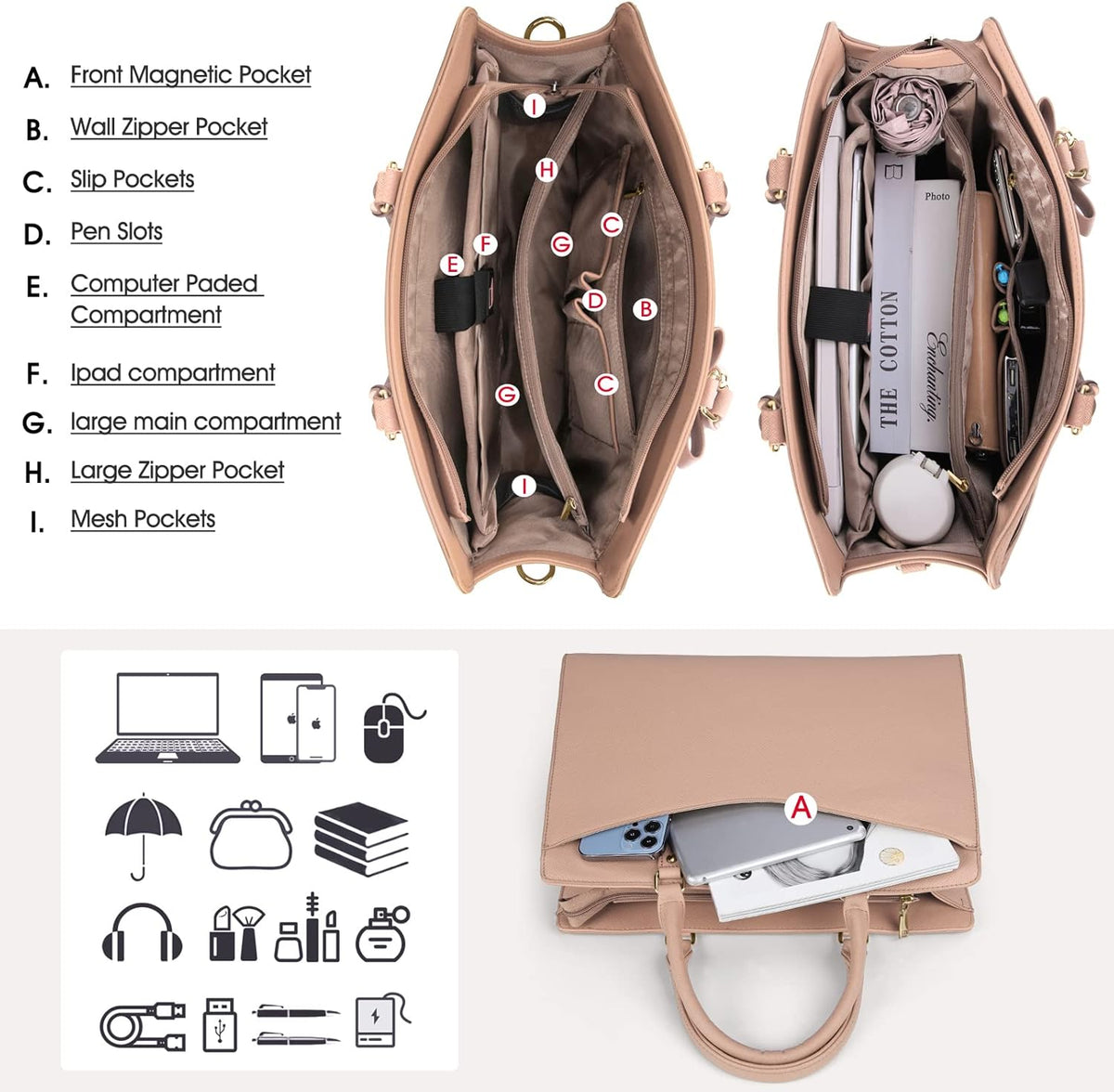 Helvano | Laptoptasche aus PU-Leder für Damen