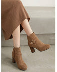 Helvano | Damen Stiefeletten mit Blockabsatz und Schnalle