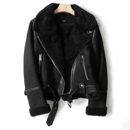 Helvano | Damen Lederjacke mit Sherpa-Futter