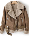Helvano | Damen Lederjacke mit Sherpa-Futter