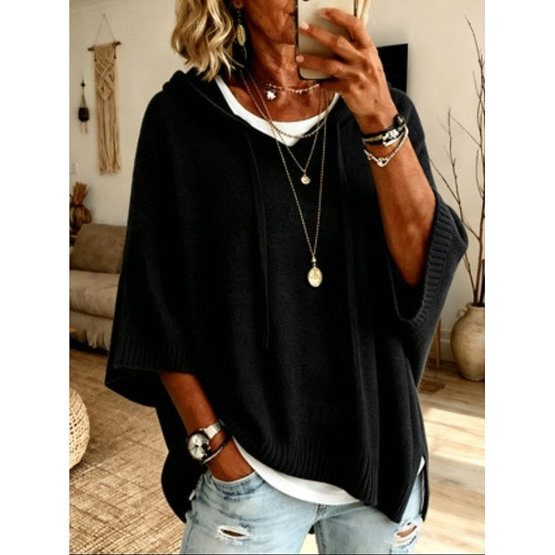Helvano | Lockerer Strick-Kapuzenpullover für Damen