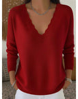 Helvano | Damen Pullover mit V-Ausschnitt und Bogenkante