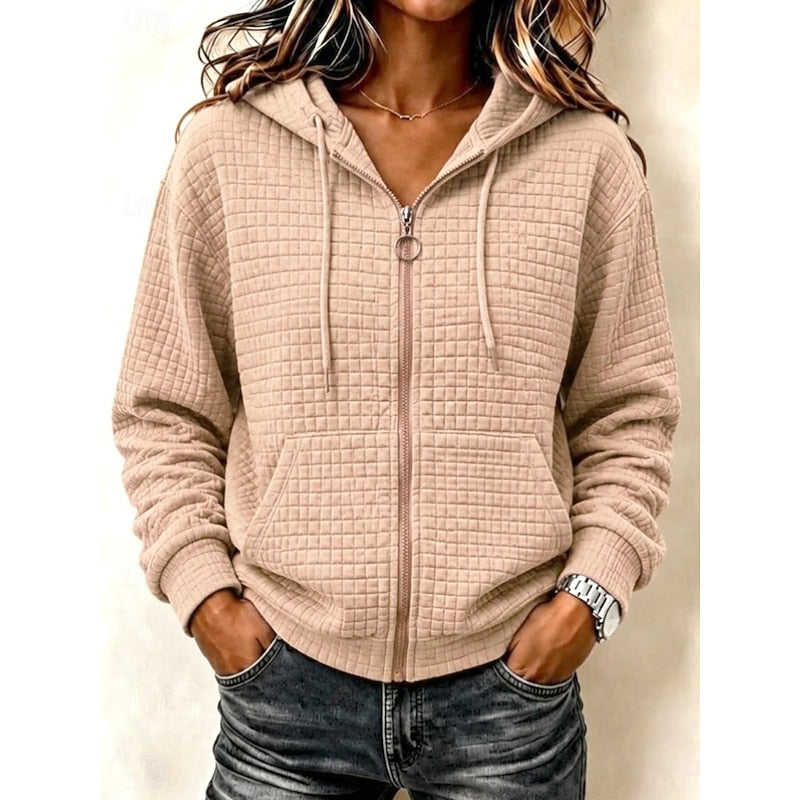 Helvano | Strukturierter Zip-Hoodie für Damen