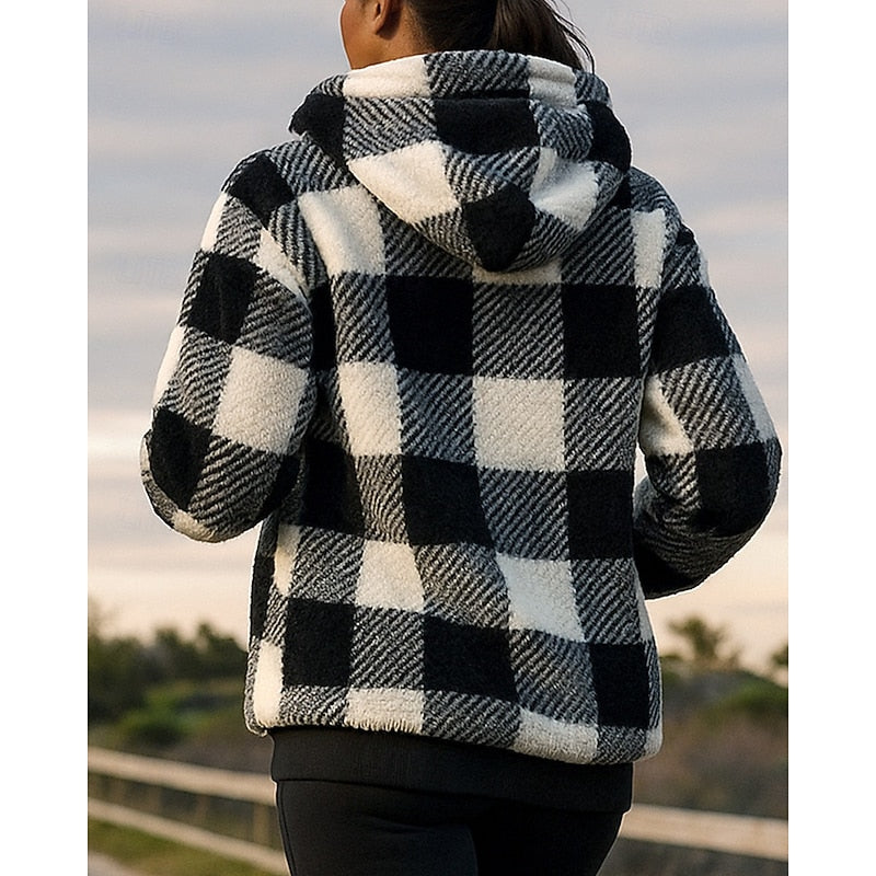Helvano | Karierter Hoodie mit Half-Zip