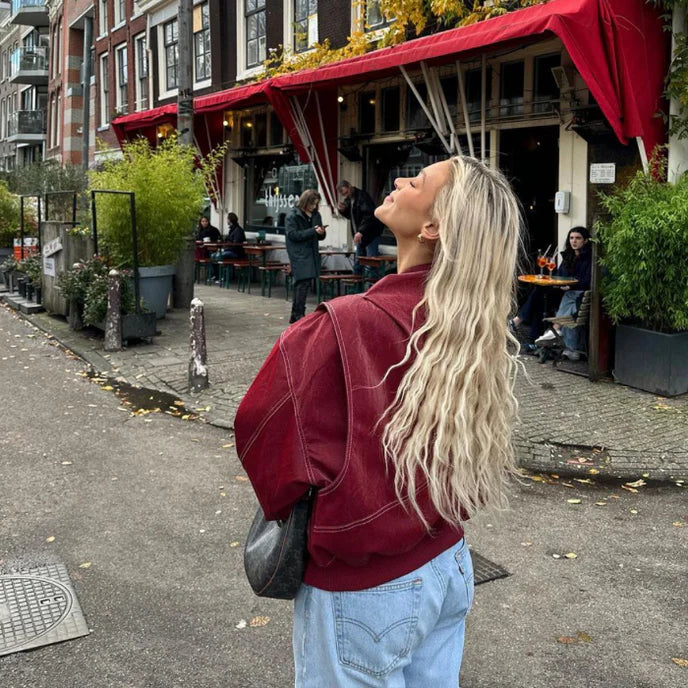 Helvano | Oversize Lederjacke für Damen in Rot