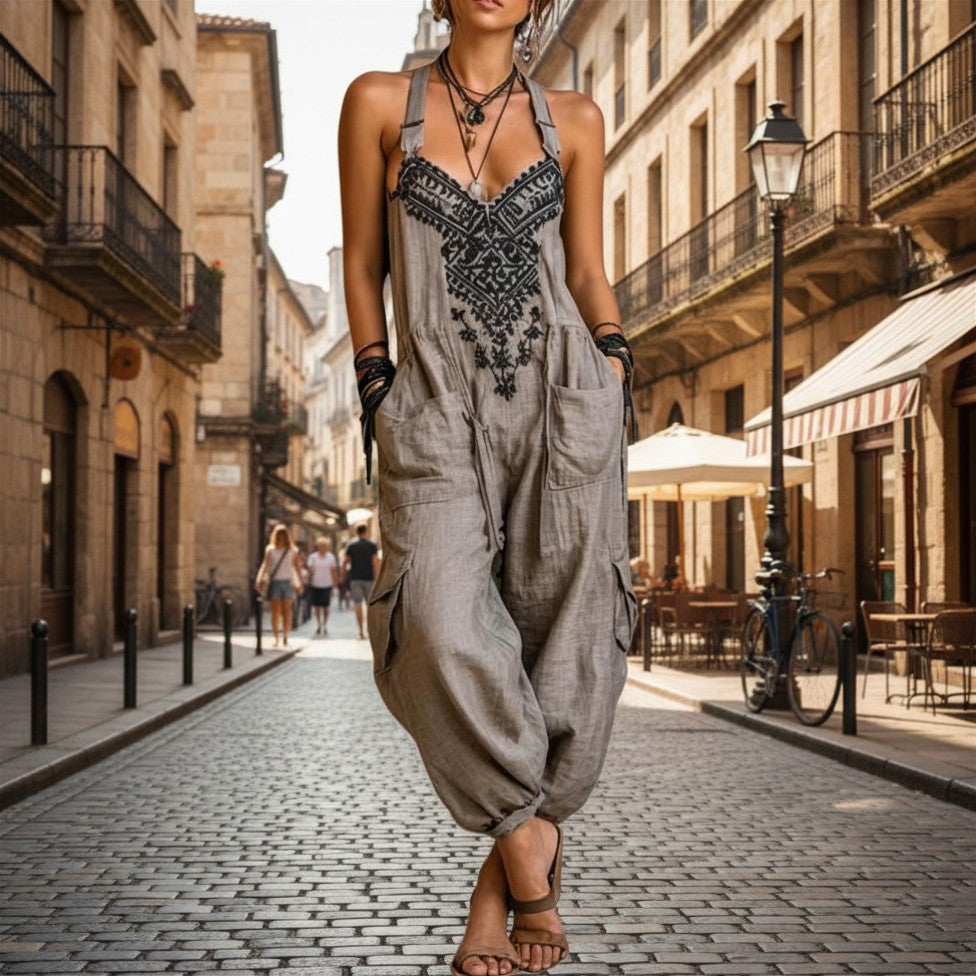 Helvano | Bestickter Boho-Jumpsuit für Damen
