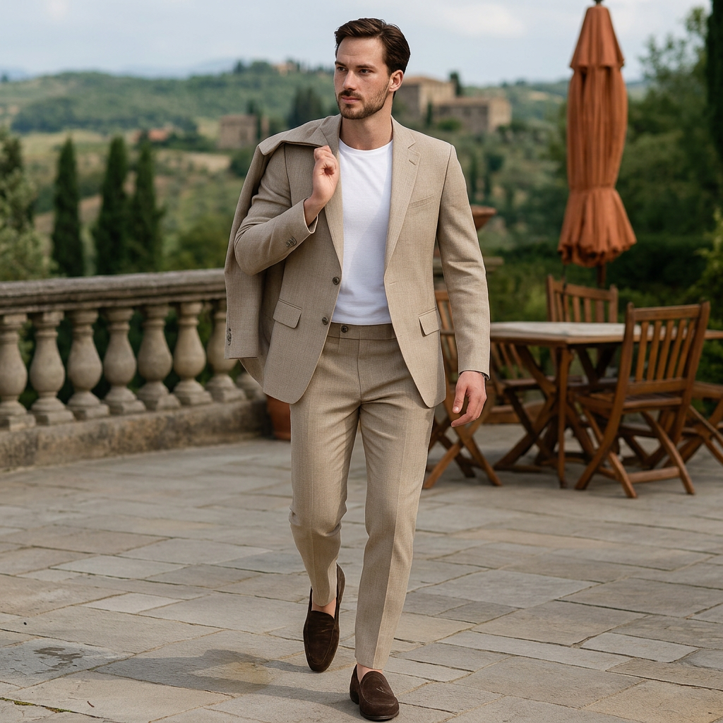 Helvano | Leinen-Anzug für Herren, 2-teilig, Slim Fit