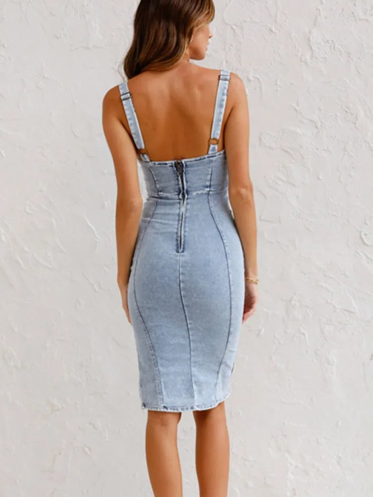 Helvano | Jeanskleid mit verstellbaren Trägern für Damen