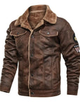 Helvano | Herren Lederjacke mit Fleecefutter in Schwarz