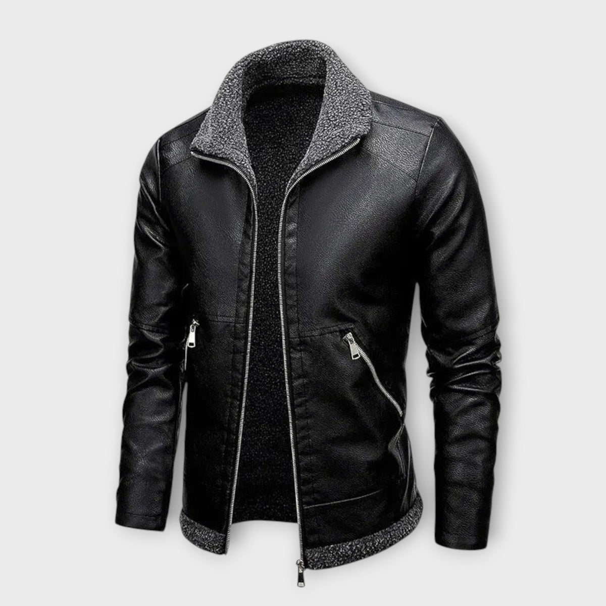 Helvano | Herren Lederjacke mit Fleece-Futter