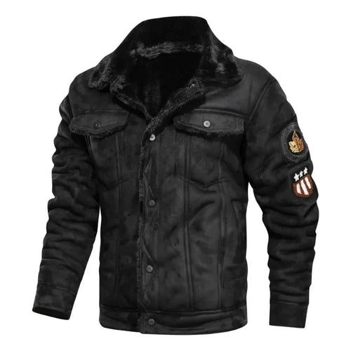 Helvano | Herren Lederjacke mit Fleecefutter in Schwarz