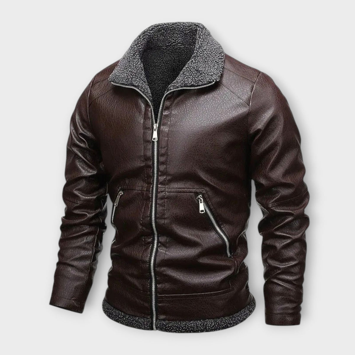 Helvano | Herren Lederjacke mit Fleece-Futter