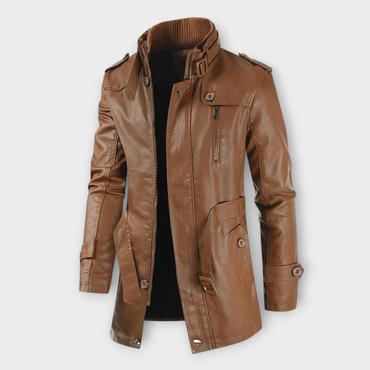 Helvano | Lange Bikerjacke aus Leder für Herren