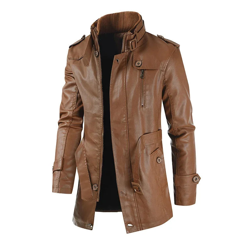 Helvano | Lange Bikerjacke aus Leder für Herren