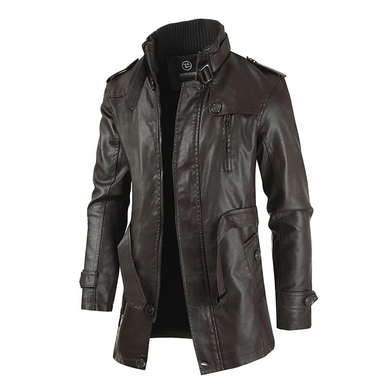 Helvano | Lange Bikerjacke aus Leder für Herren