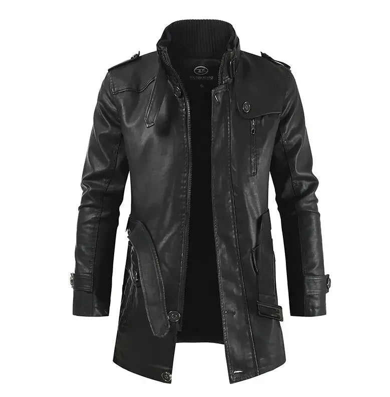 Helvano | Lange Bikerjacke aus Leder für Herren