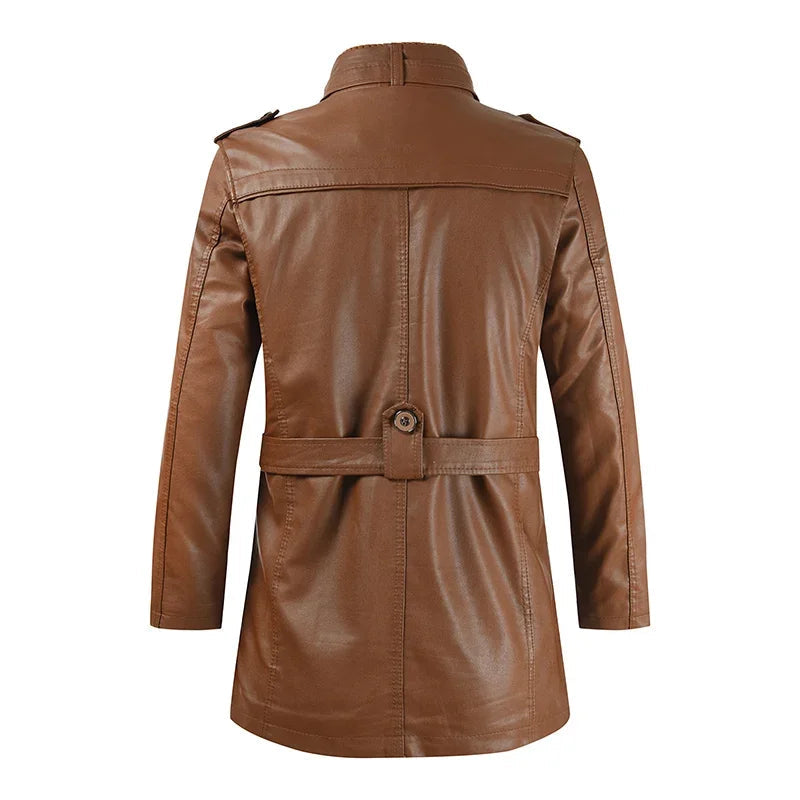 Helvano | Lange Bikerjacke aus Leder für Herren