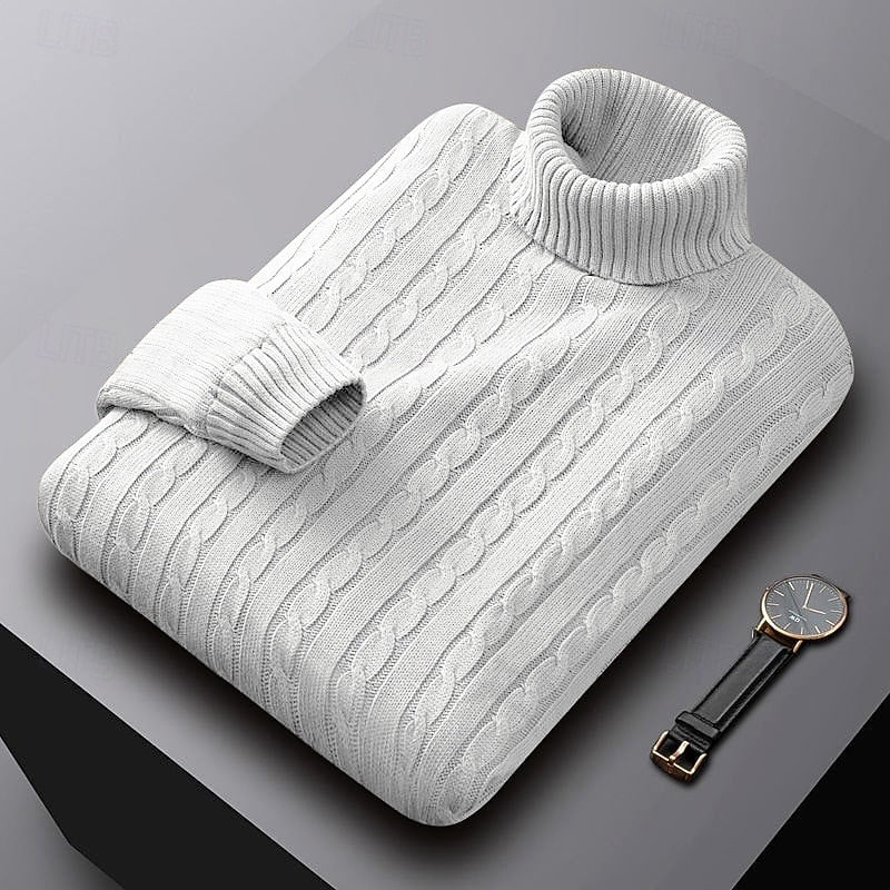 Helvano | Zopfstrick-Rollkragenpullover für Herren