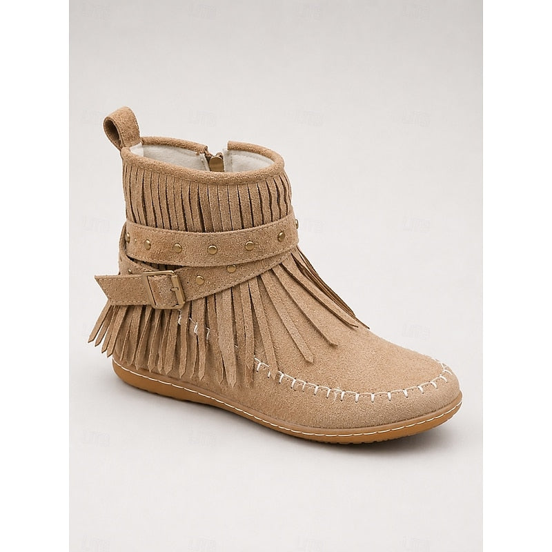 Helvano | Mokassin-Stiefeletten mit Fransen für Damen