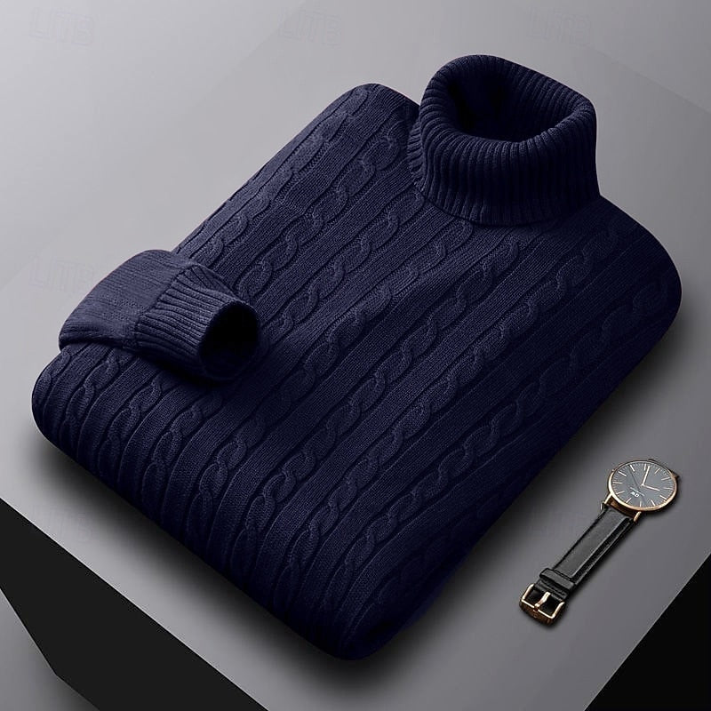 Helvano | Zopfstrick-Rollkragenpullover für Herren
