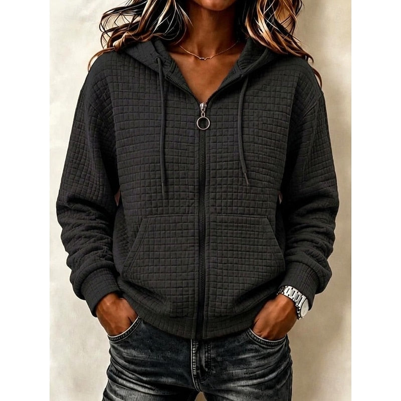 Helvano | Strukturierter Zip-Hoodie für Damen