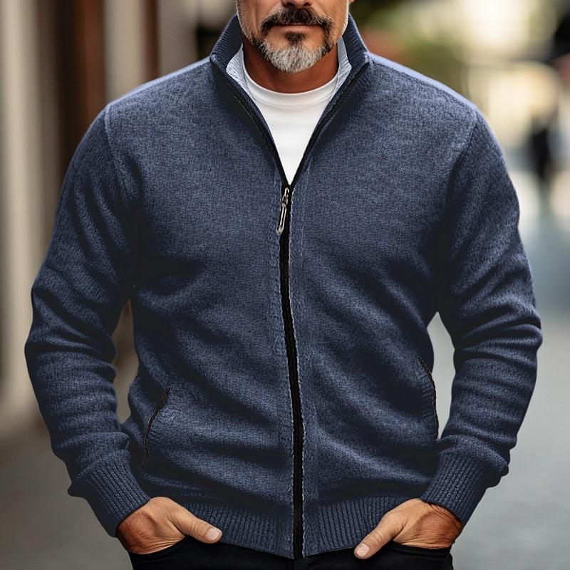 Helvano | Strickjacke mit Stehkragen &amp; Reissverschluss für Herren