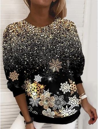 Helvano | Glitzer-Weihnachtssweatshirt aus Strick für Damen