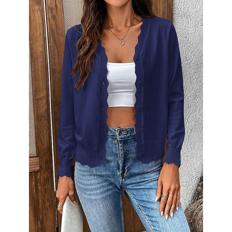 Helvano | Strickjacke mit Wellenkante für Damen