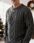 Helvano | Zopfstrick-Pullover mit Rundhals für Herren