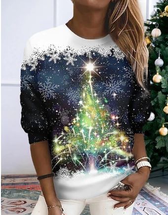 Helvano | Glitzer-Weihnachtssweatshirt aus Strick für Damen