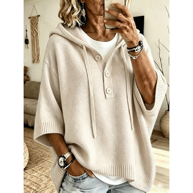 Helvano | Lockerer Strickpullover mit Kapuze für Damen