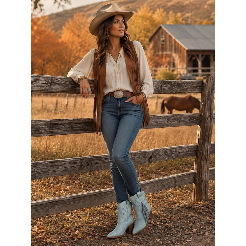 Helvano | Western-Stiefeletten mit Fransen für Damen