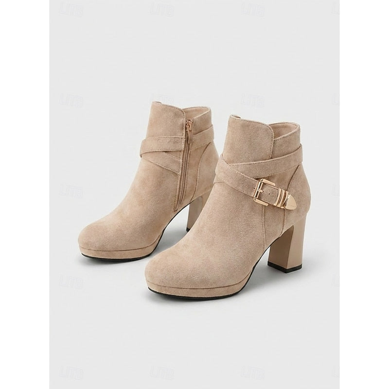 Helvano | Damen Stiefeletten mit Blockabsatz und Schnalle