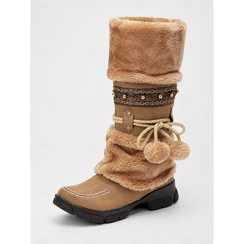 Helvano | Wadenhohe Boho-Winterstiefel für Damen