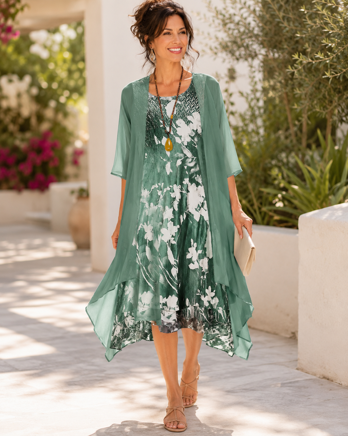 Helvano | Fliessendes Damenkleid mit Doppellage