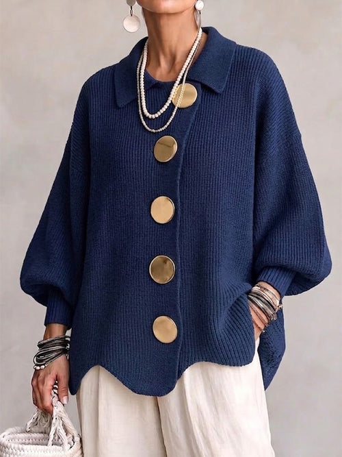 Helvano | Oversized Strickjacke mit Knöpfen für Damen