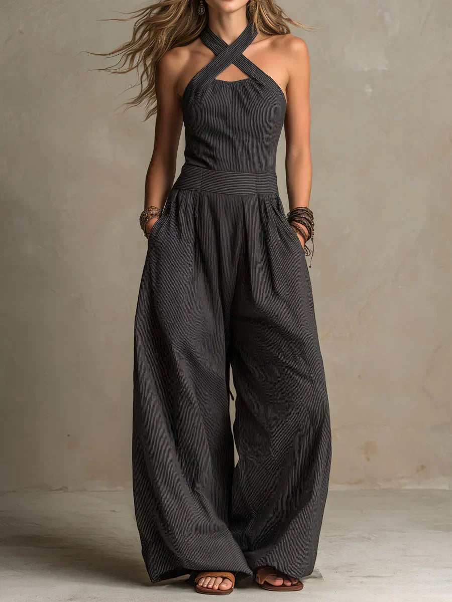 Helvano | Jumpsuit für Damen mit weitem Bein und Rückenausschnitt
