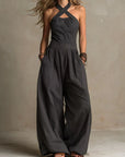 Helvano | Jumpsuit für Damen mit weitem Bein und Rückenausschnitt