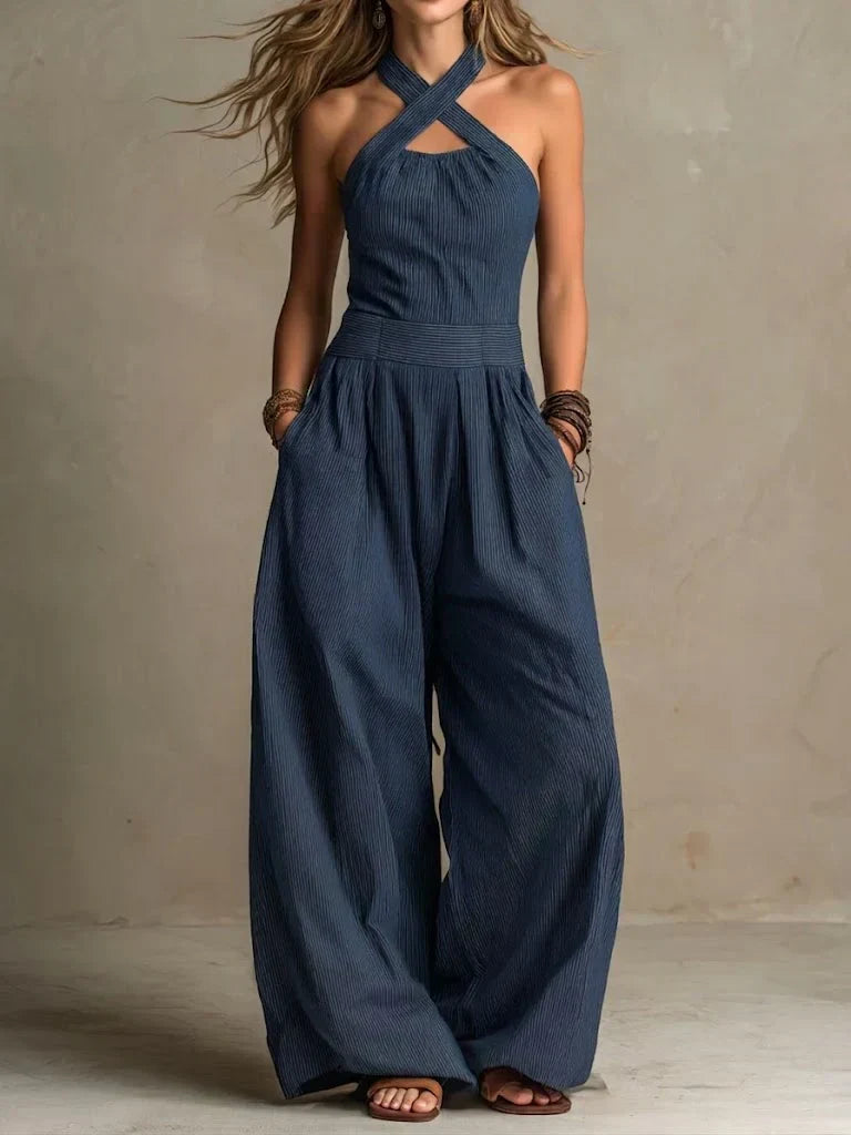Helvano | Jumpsuit für Damen mit weitem Bein und Rückenausschnitt