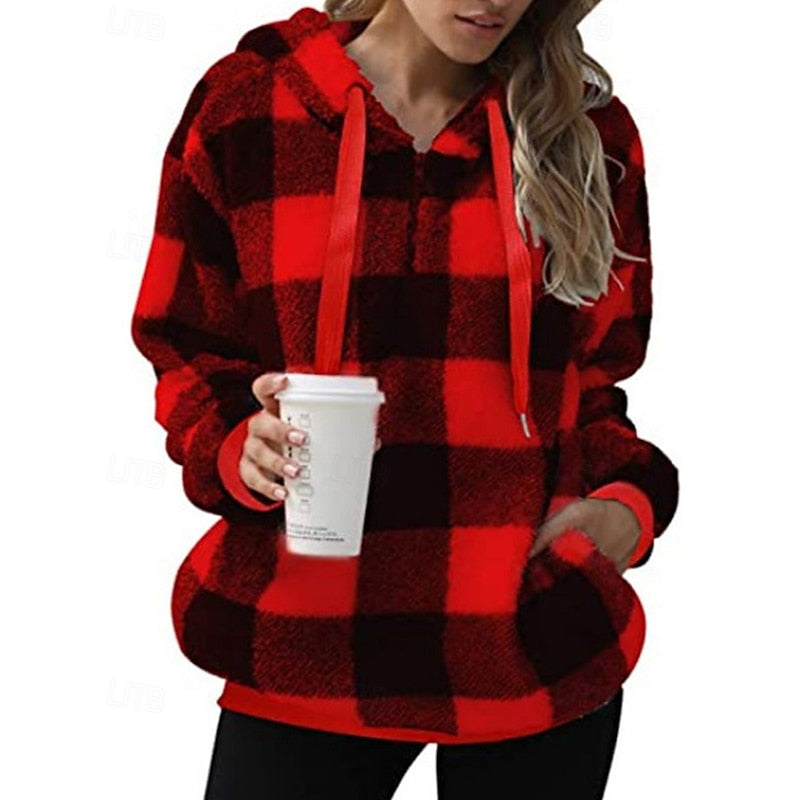 Helvano | Karierter Hoodie mit Half-Zip