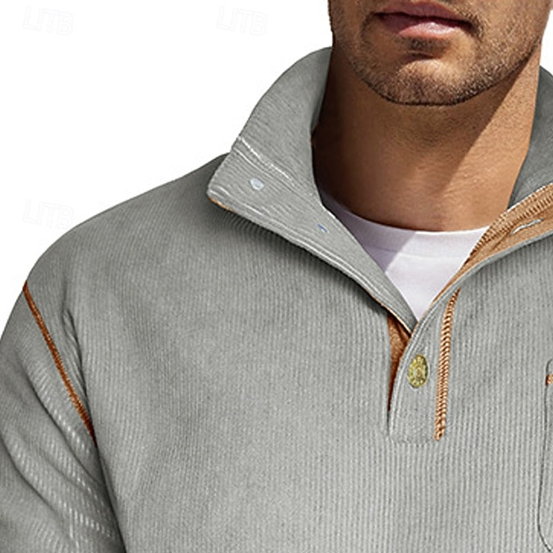 Helvano | Strukturierter Herren-Pullover mit Knopfleiste