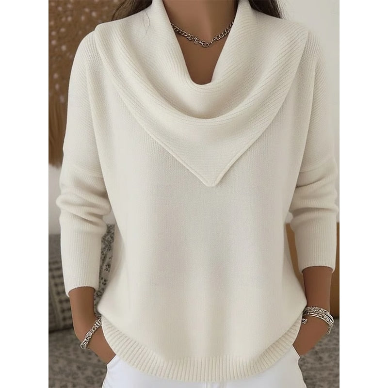 Helvano | Damen Strickpullover mit Wasserfallkragen