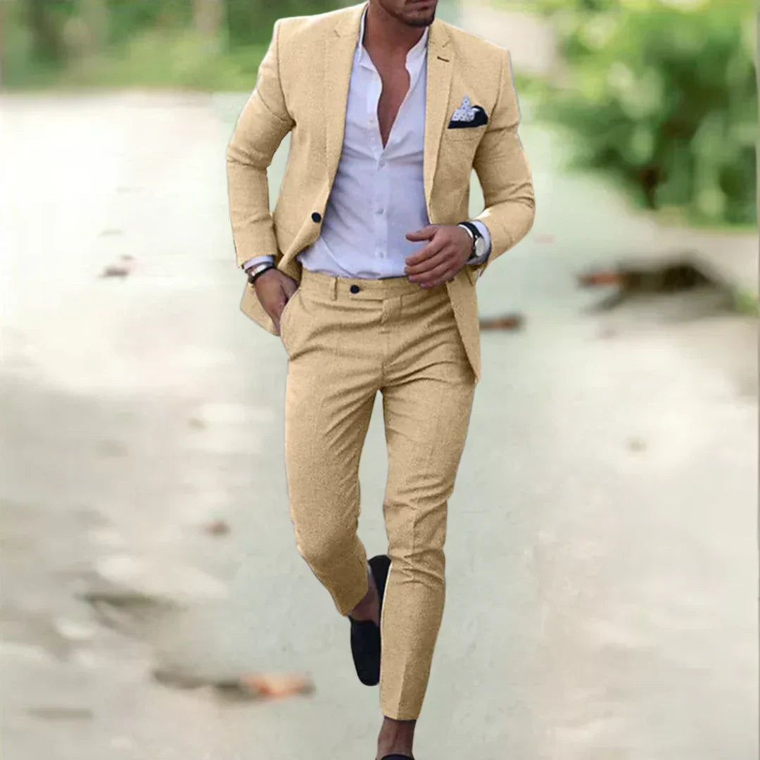 Helvano | Leinen-Anzug für Herren, 2-teilig, Slim Fit
