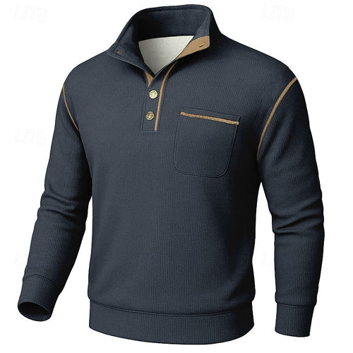 Helvano | Strukturierter Herren-Pullover mit Knopfleiste