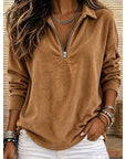 Helvano | Damen Rippstrick-Pullover mit kurzem Reissverschluss