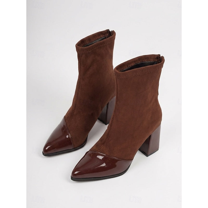 Helvano | Damen-Stiefeletten mit Zehenkappe und Blockabsatz